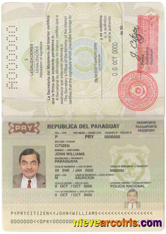 Paraguay Passport Template