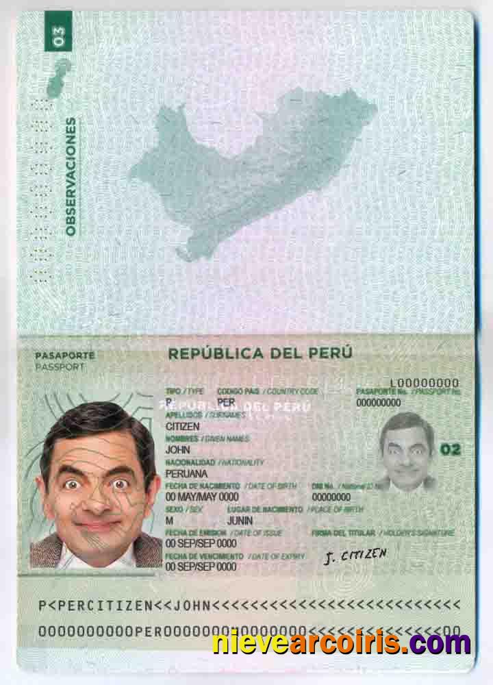 Peru Passport Sample
