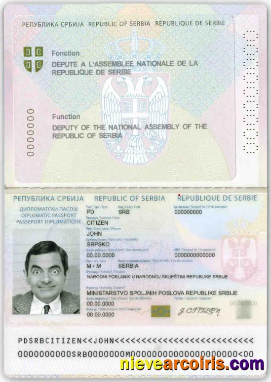 Serbia Diplomatic Passport (2008 2016) Template