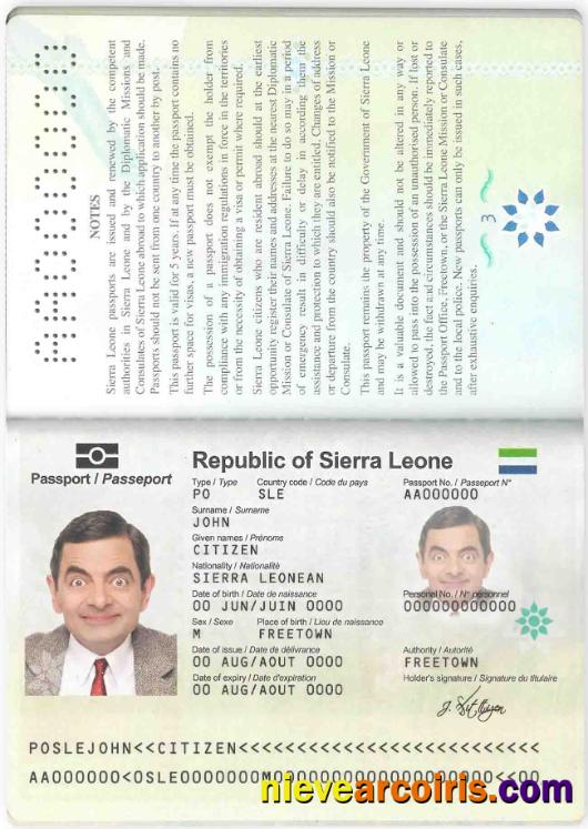 Sierra Leone Passport Sample