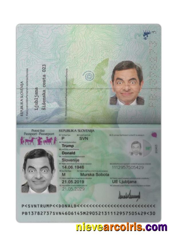 Slovenia Passport 2019 Present Sample