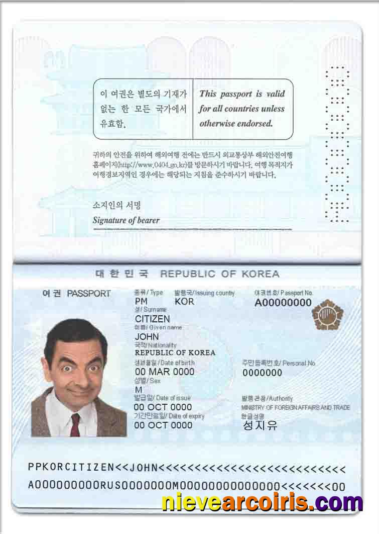 South Korea Passport Template
