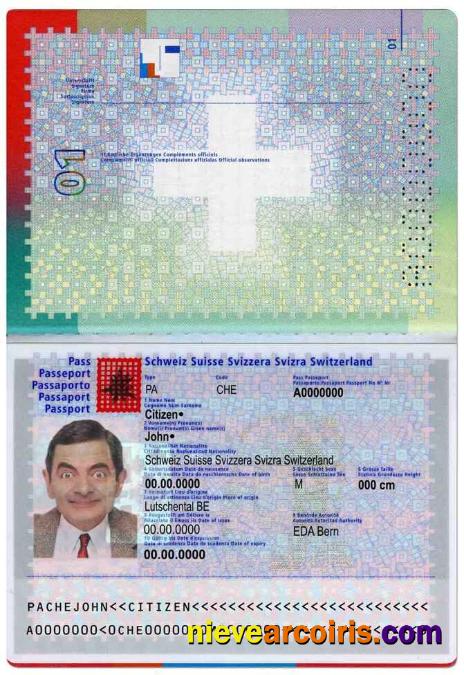 Switzerland Passport Template