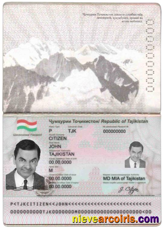 Tajikistan Passport Sample