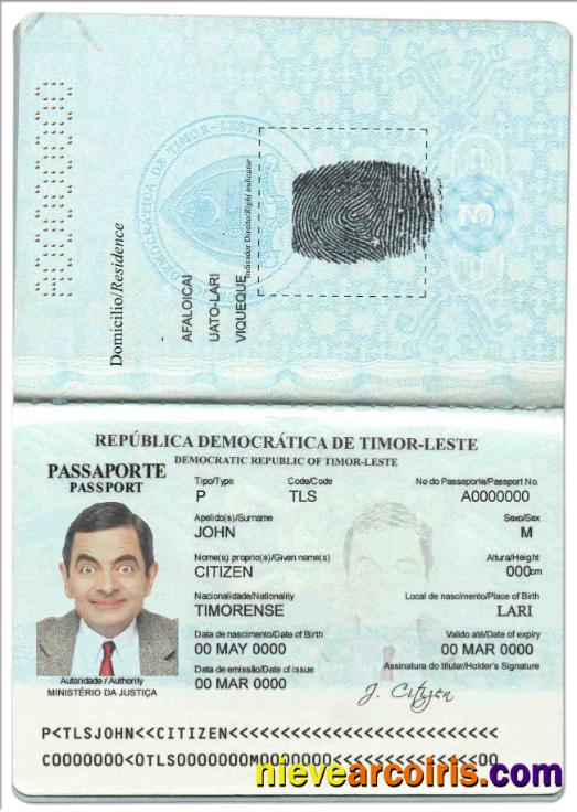 Timor Leste Passport Template