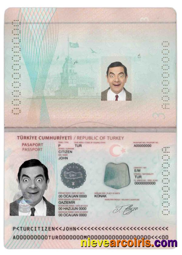 Editable Turkey Passport Template In PSD Format, Fully Editable (2018 – Present)