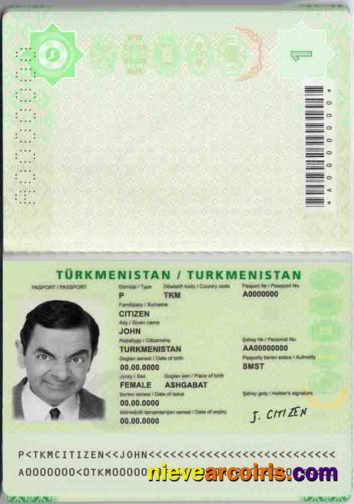 Turkmenistan Passport Sample