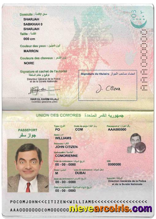 Union Des Comores Passport Photolook