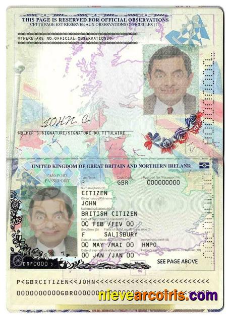 United Kingdom Of Great Britain And Northern Ireland Passport (2015 2020) Sample