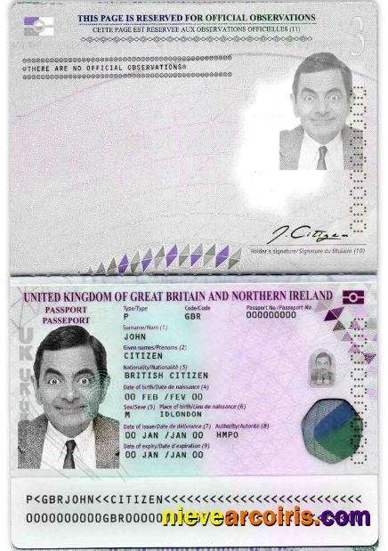 Professional United Kingdom Passport Template In PSD Format (2020 – Present)