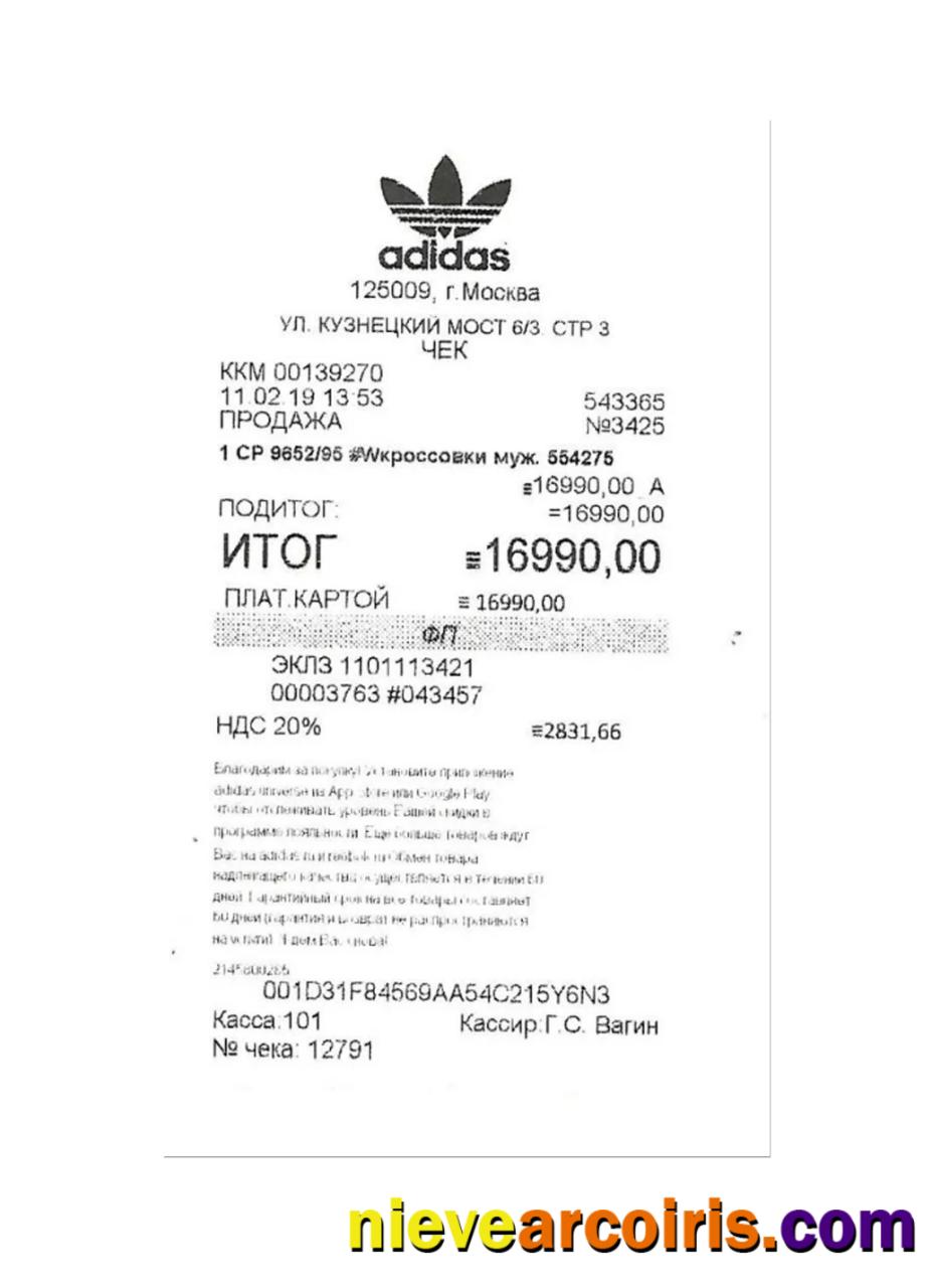 ADIDAS Payment Check Template