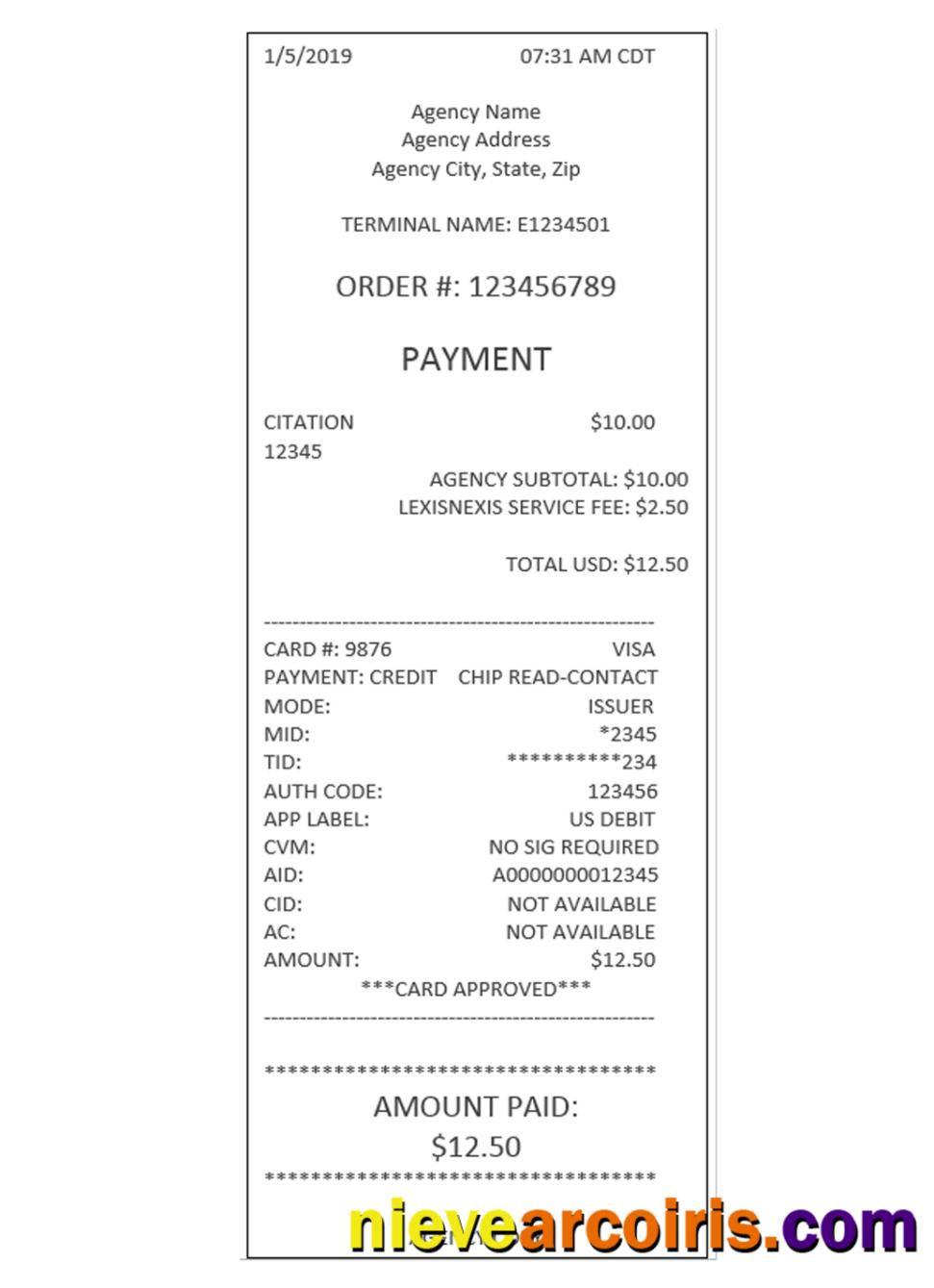 AGENCY Payment Receipt Preview