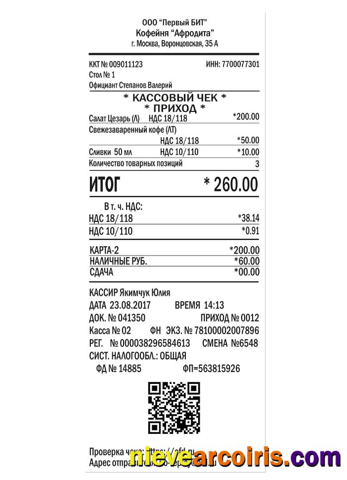 APHRODITE CAFE Payment Receipt Template