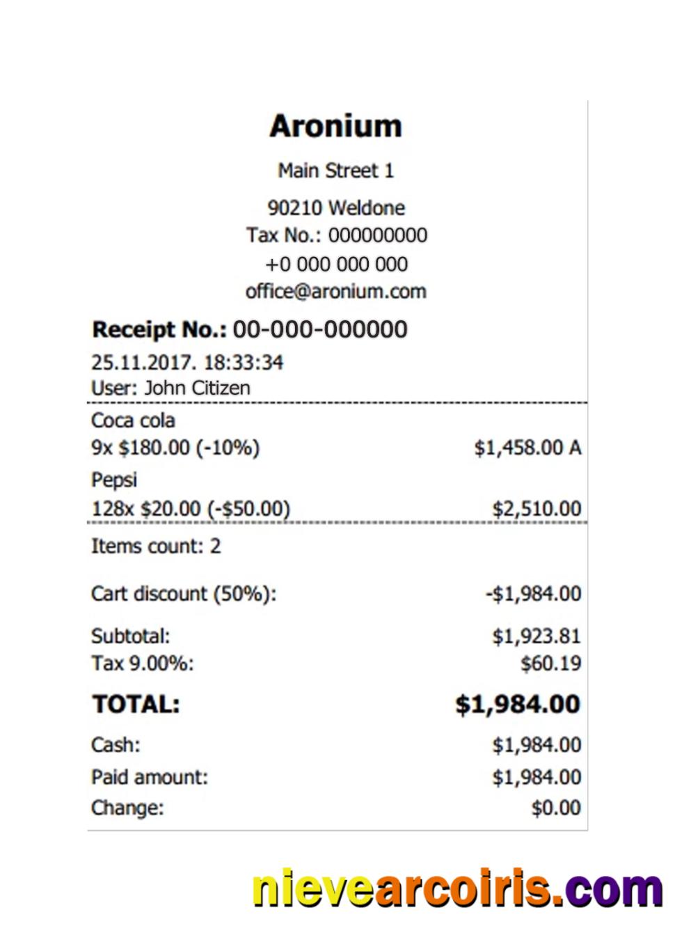 ARONIUM Payment Check Template