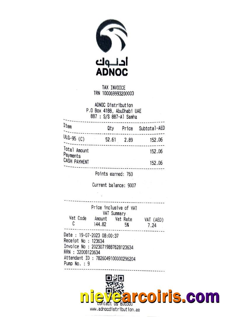 Adnoc Company Payment Receipt Preview