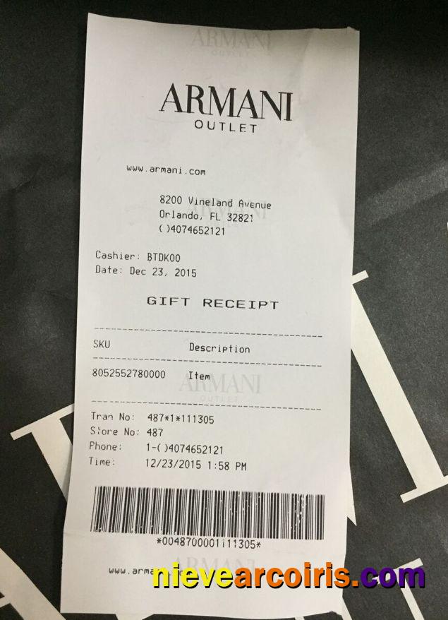 Armani Outlet Payment Receipt Photolook