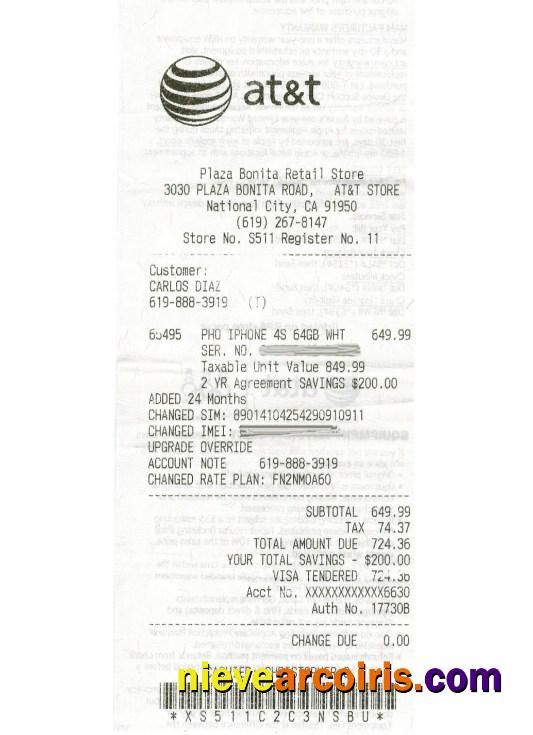 At&t Telecommunications Company Receipt Preview