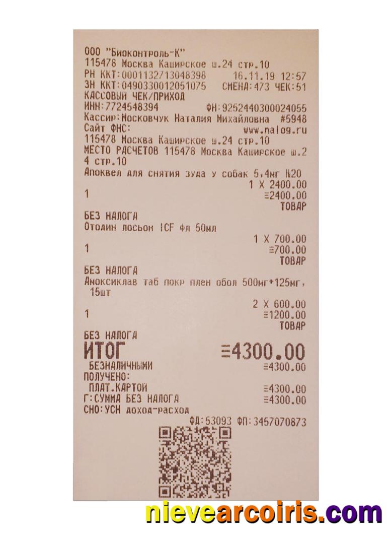 BIOCONTROL Payment Receipt Photolook