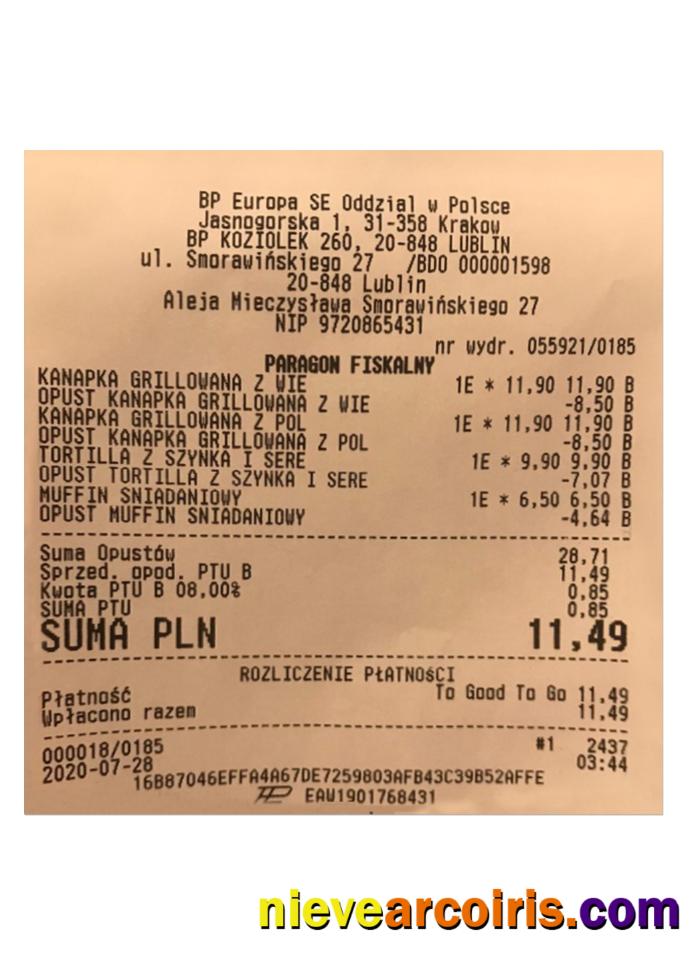 BP EUROPA SE ODDZIAL Receipt Template