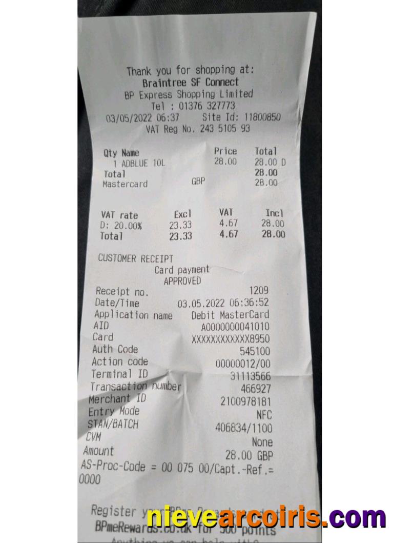 BP Express Shopping Limited Payment Check Sample