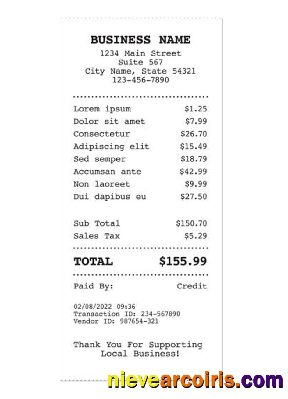 BUSINESS COMPANY Receipt Preview