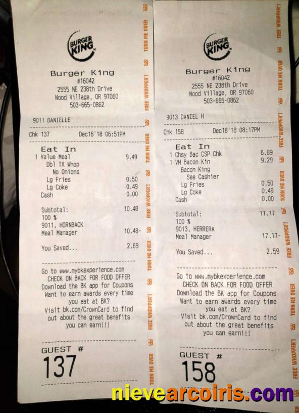 Burger King Payment Receipt Photolook