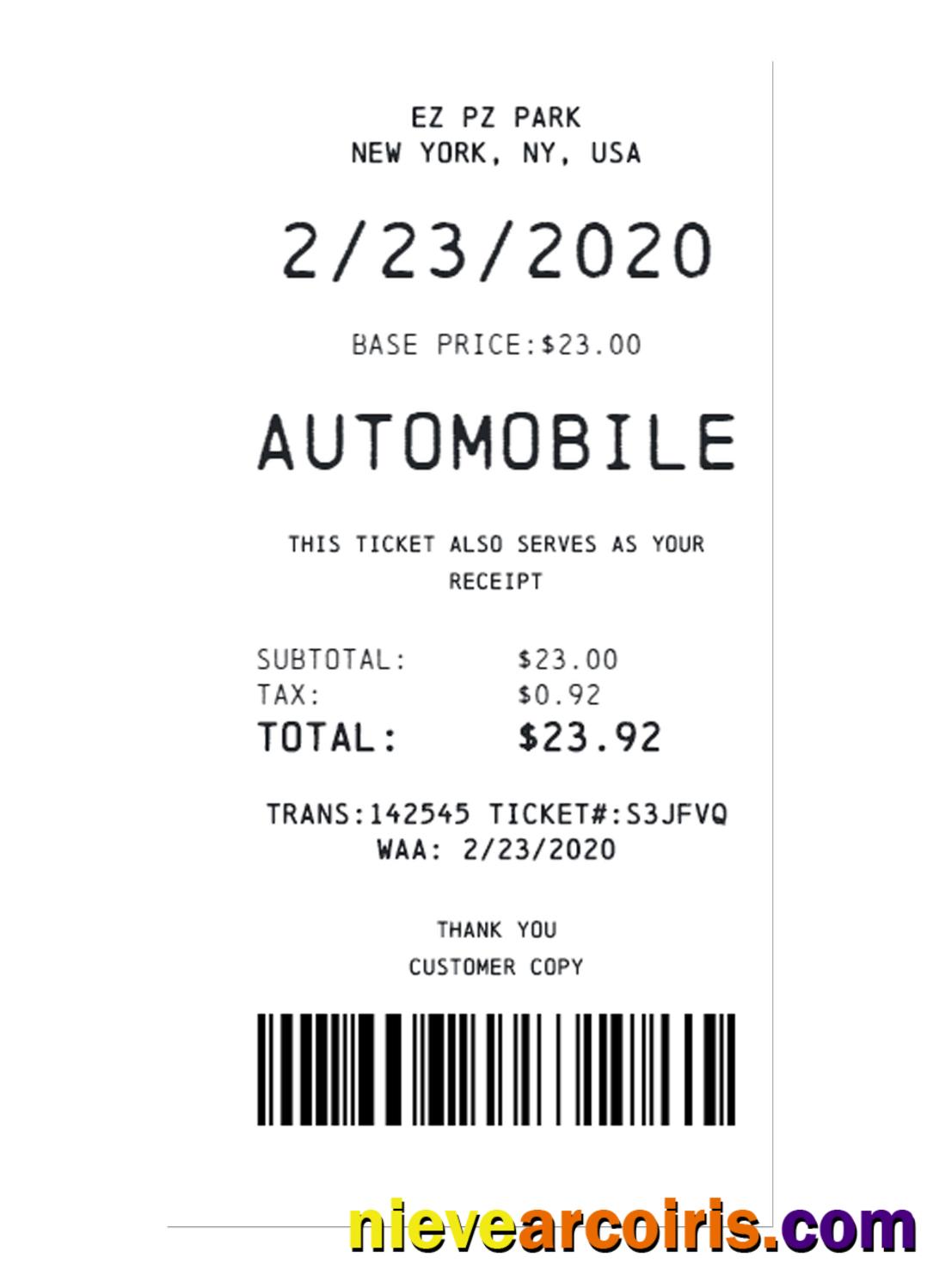 CAR PARKING Payment Receipt Photolook