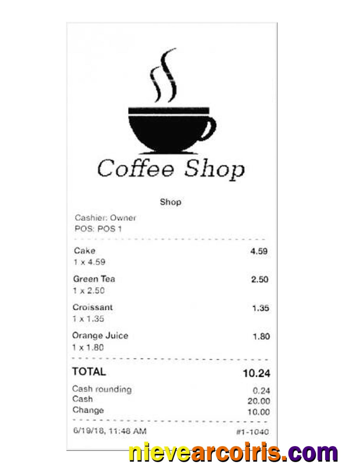 COFFEE SHOP Payment Check Template