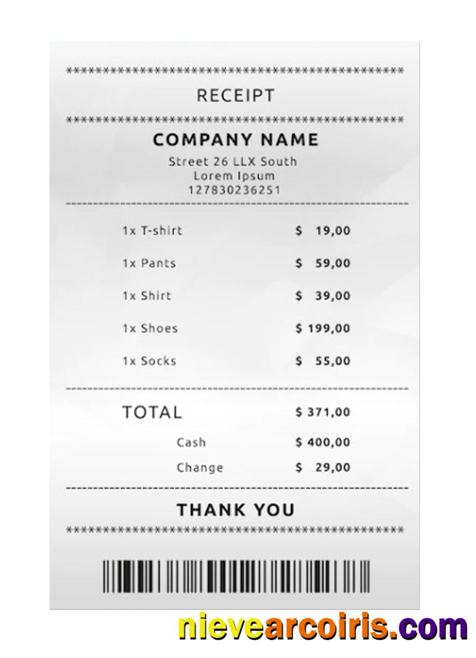COMPANY Payment Receipt Photolook