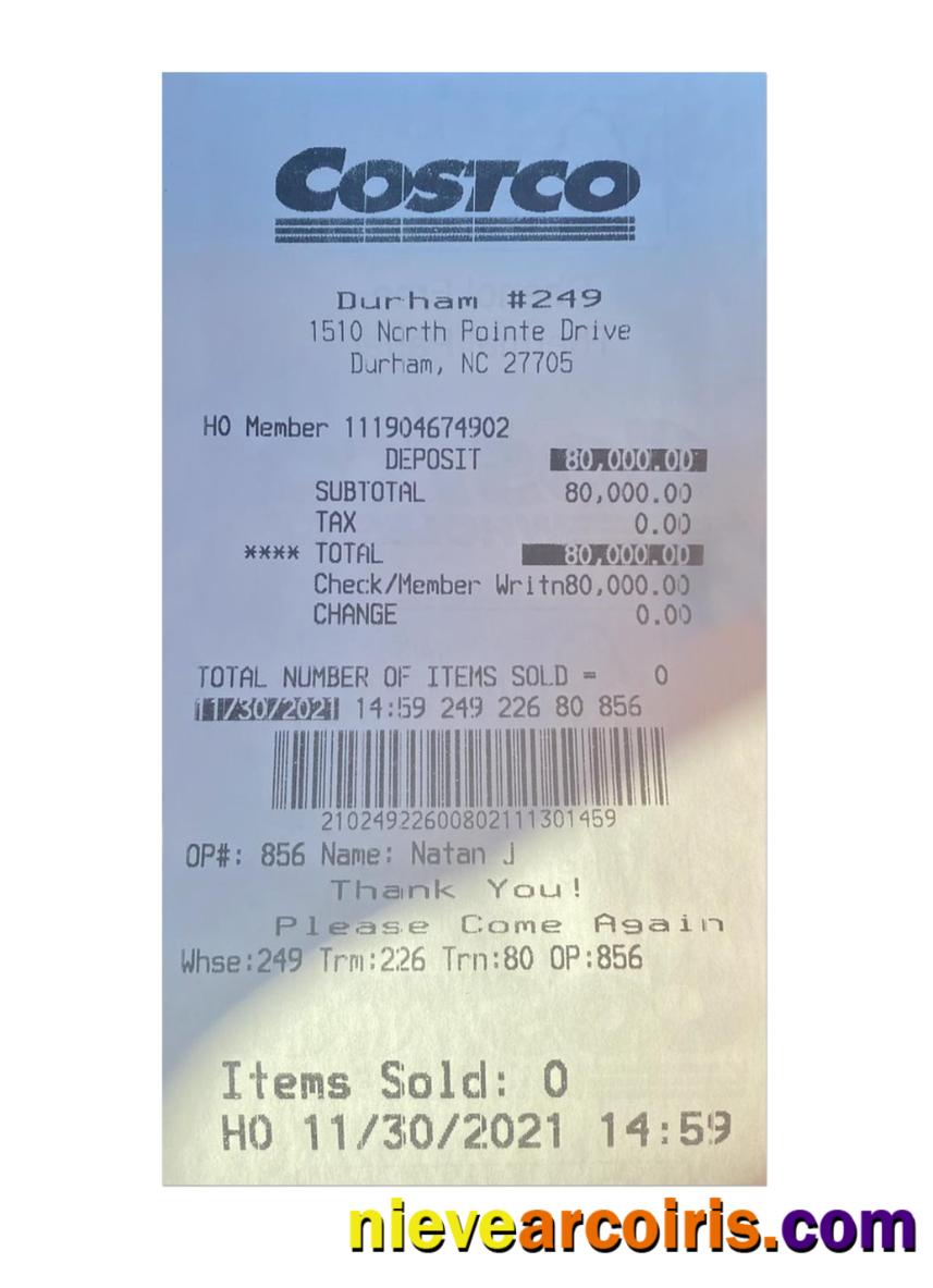 COSTCO Payment Receipt Photolook