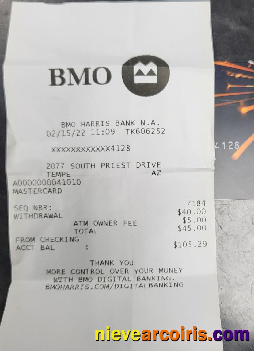 Canada BMO Bank Receipt Preview