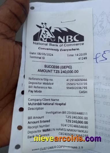 Canada NBC Bank Payment Receipt Sample