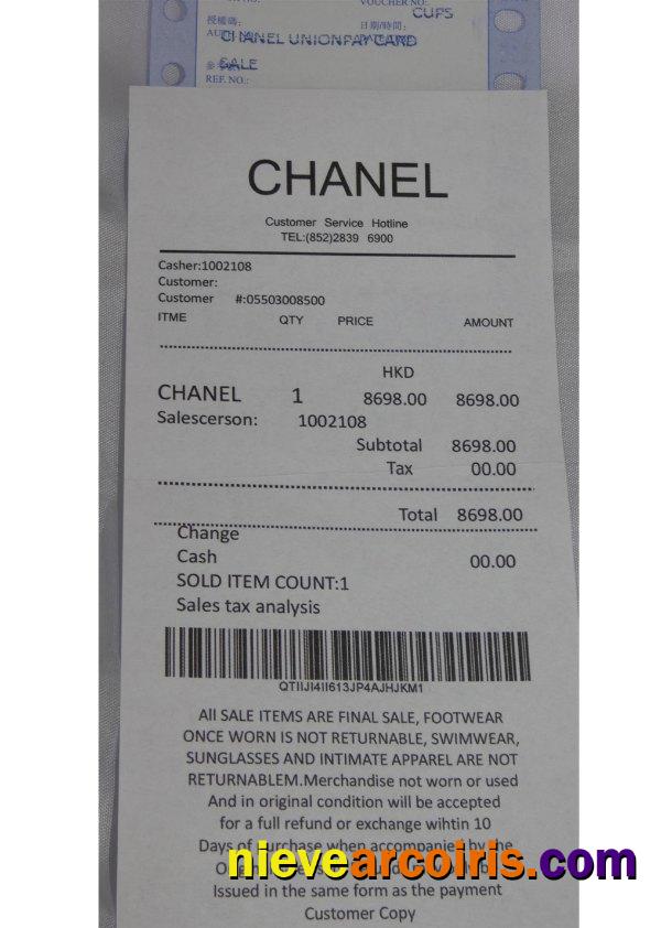 Chanel Brand Store Payment Receipt Photolook