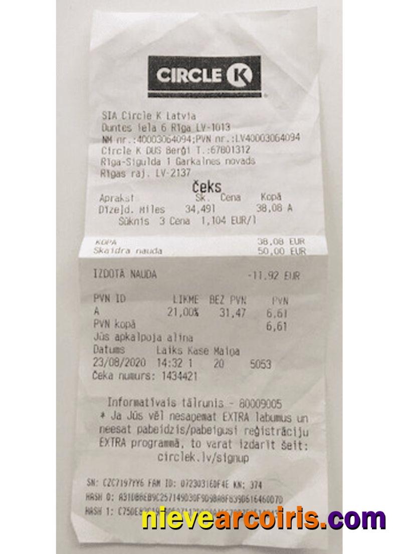 Circle K Store Receipt Photolook