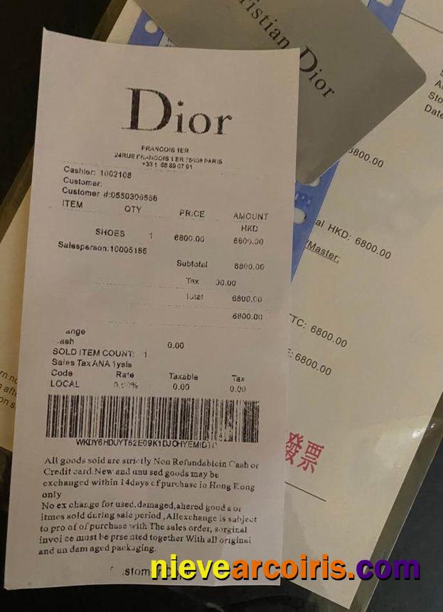 Dior Company Payment Receipt Sample