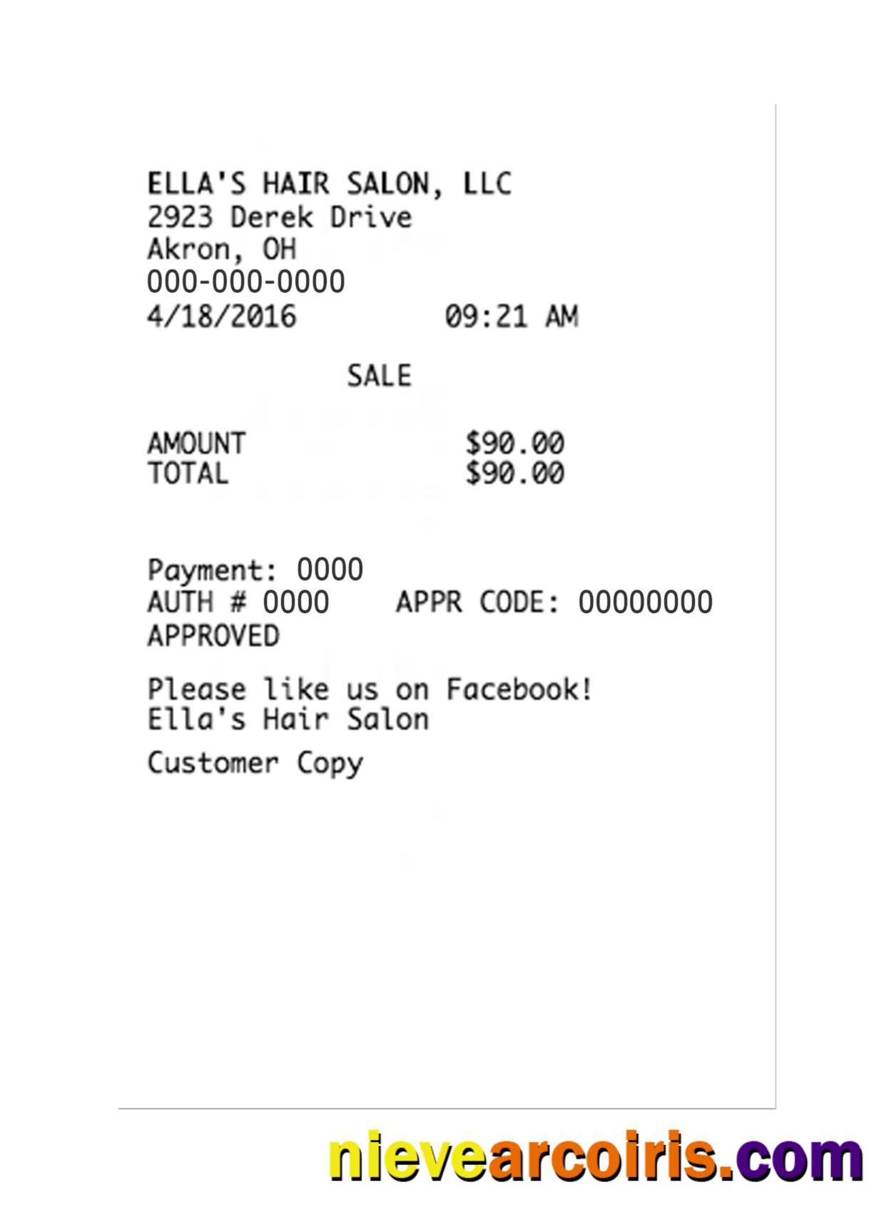 ELLA'S HAIR SALON LLC Payment Receipt Preview