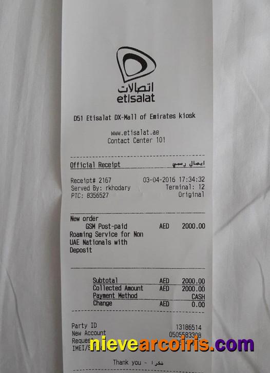 Etisalat Group Payment Receipt Template
