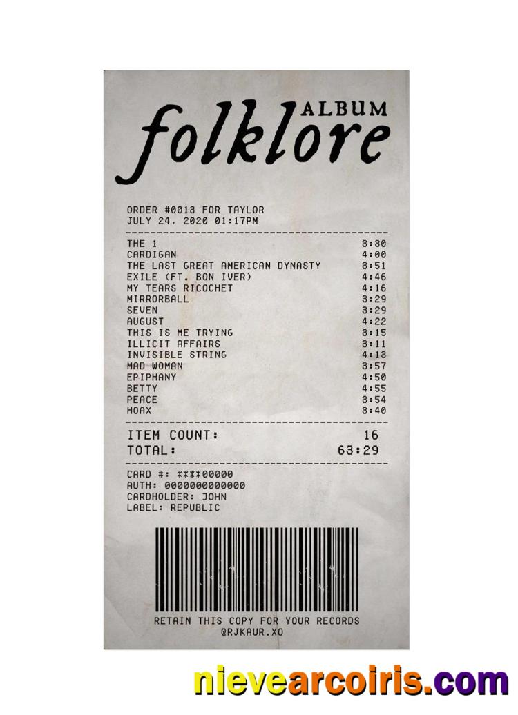 FOLKLORE ALBUM Payment Check Sample