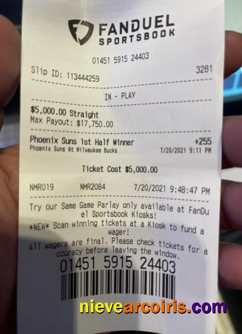 Fanduel Sportsbook Payment Receipt Preview