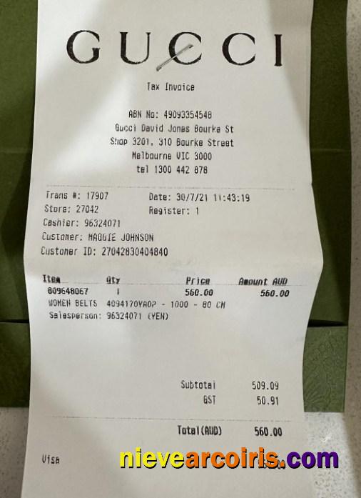 Gucci Fashion Company Payment Receipt Template