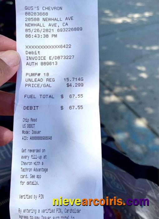 Gus's Chevron Payment Check Sample