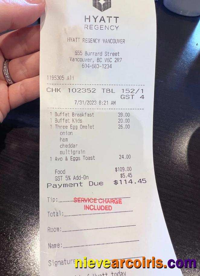 Hyatt Regency Payment Receipt Photolook