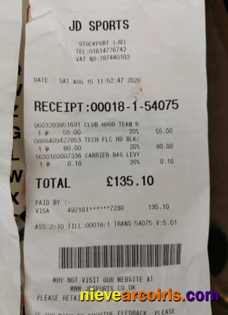 JD Sports Payment Check Sample
