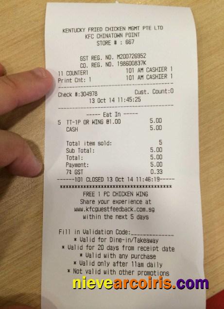 KFC Receipt Preview