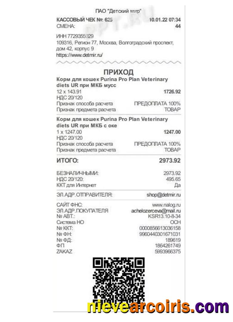 KIDS WORLD Payment Receipt Sample