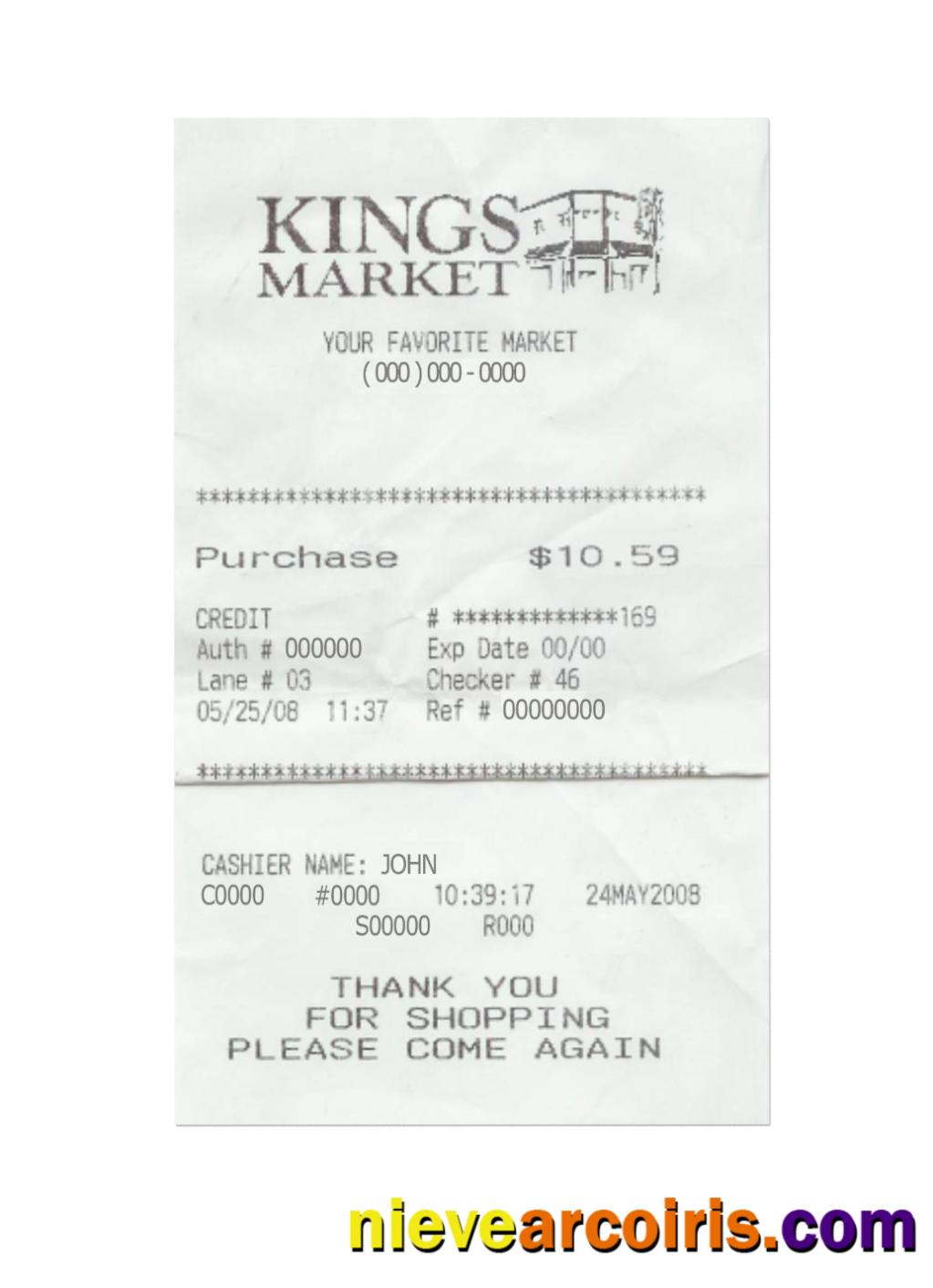 KINGS MARKET Payment Check Sample