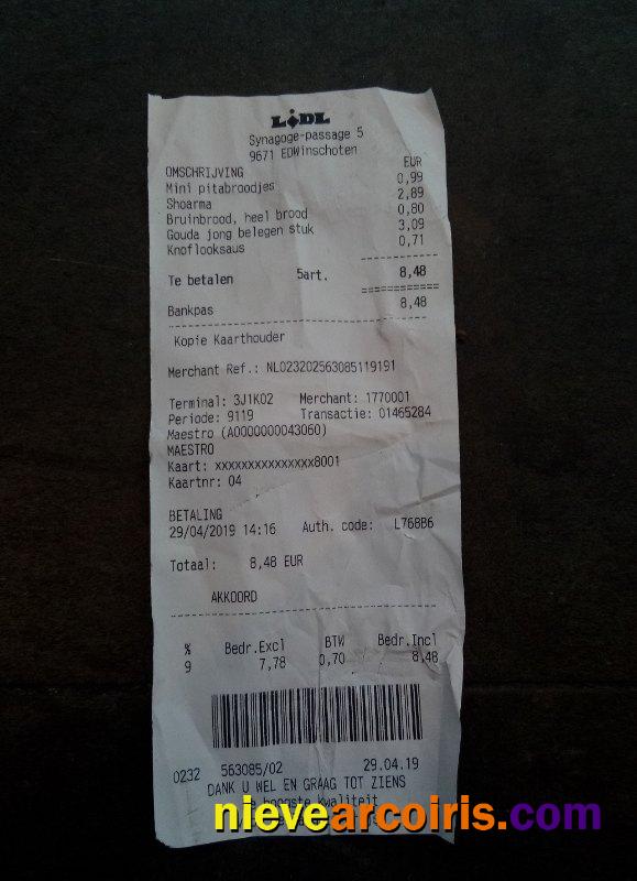 Lidl Grocery Store Payment Receipt Sample