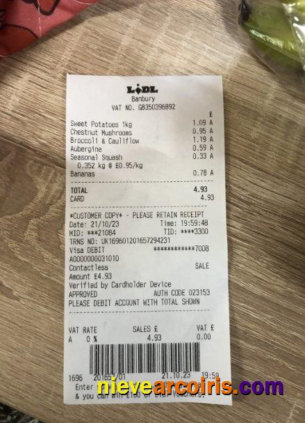 Lidl Supermarket Payment Check Sample