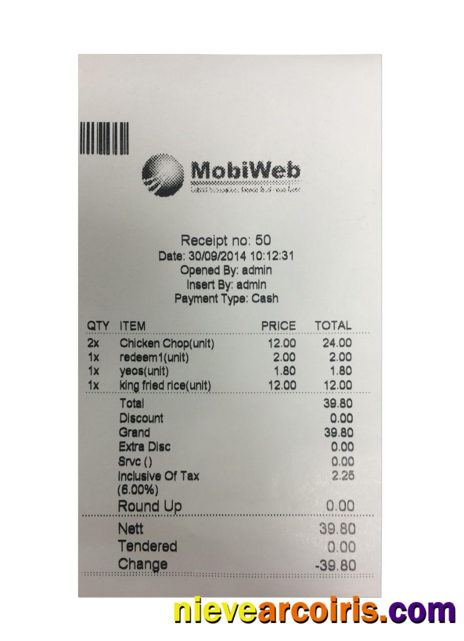 MOBIWEB Payment Receipt Template
