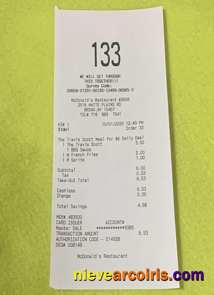 McDonald's Restaurant Payment Check Preview